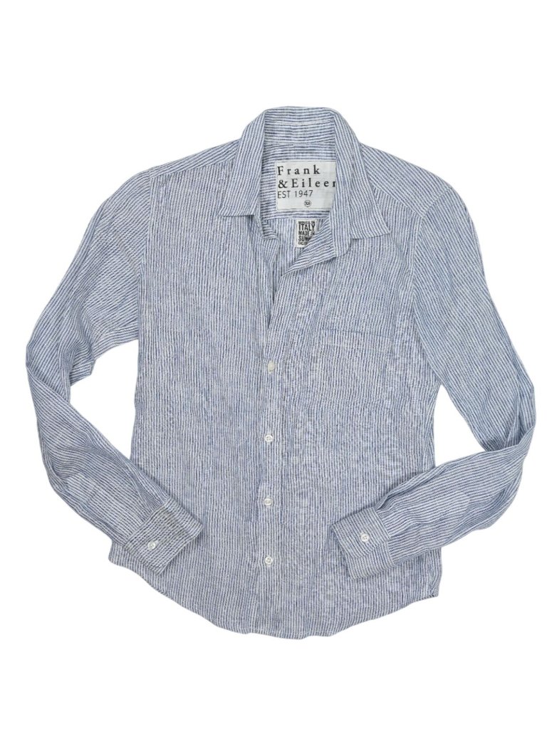 Frank & Eileen Barry Tailored Button Up Shirt In Blue Stripe